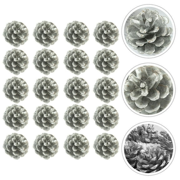 Raindrops Silver Artificial Pinecones for Decor - Dried Natural, Craft Use, 1Set