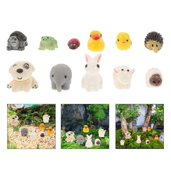Raindrops 1 Set Animal Miniature Figurines DIY Cute Resin Animal Miniature Figurines Animal Ornaments