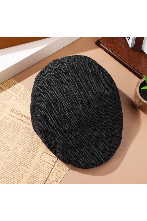 1 Set Baker Boy Hat Wool Vintage Charm Black Gray Family Gatherings