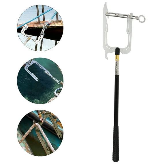 Raindrops 1Set Dock Boat Hook Telescopic Stainless Steel Easy Carry and Store