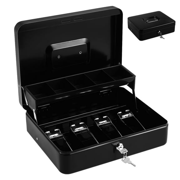 Raindrops 1 Set Cash Box Metal Money Box For Cash Portable Locking Safe Box With Money Tray Small Business Money Saving Organizer With Keys