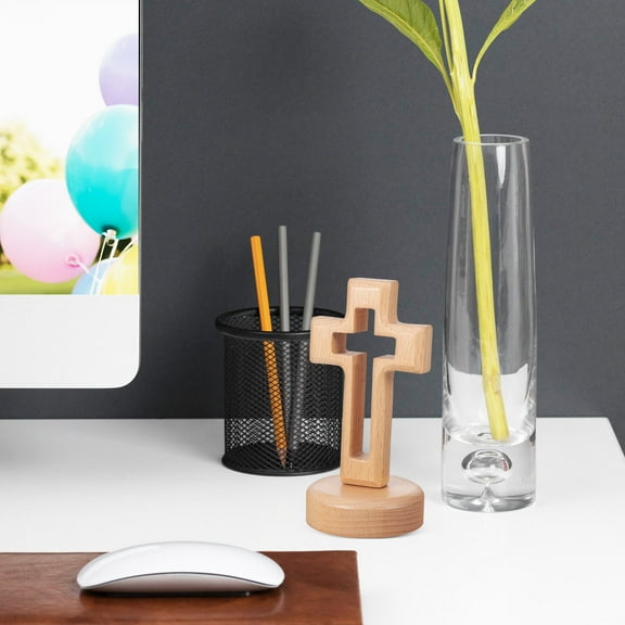 Raindrops 1 Set Decoration Wooden Cross Tabletop Decor For Religious People 5.7x2.8x2.8in