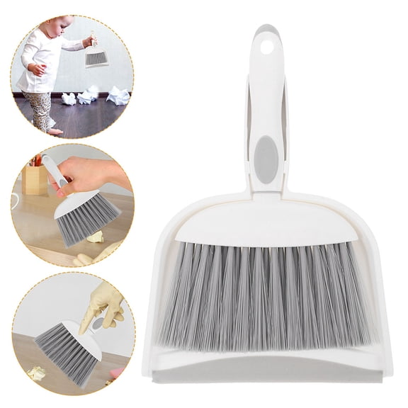 FOMIYES 1Set Small Broom and Dustpan Kit Grey Multi Function Brush for Detailed Cleaning