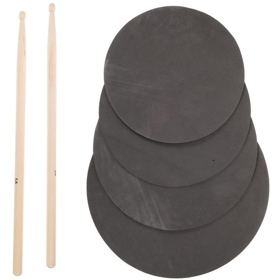Raindrops 1 Set Drum Practice Pad Kit Black Foam Round Compact Lightweight for Beginners 40x40cm