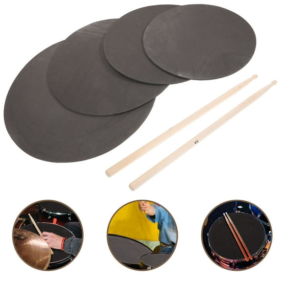 Raindrops 1 Set Drum Practice Pad Kit Black Wood Round Compact Lightweight for Professionals 40x46in