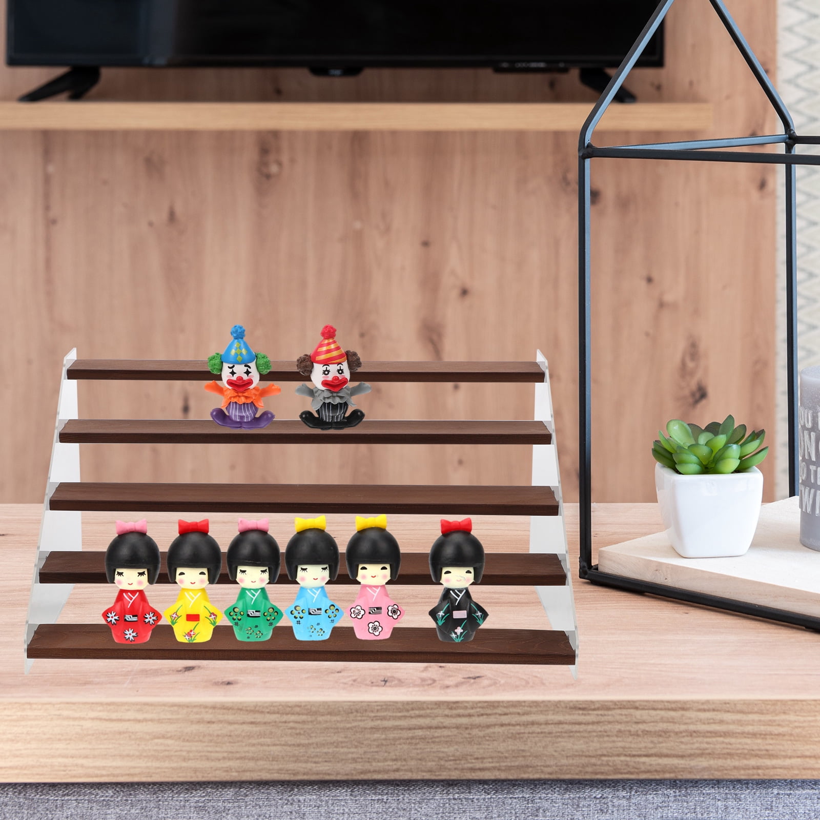 Collection Shelf Rizers Raindrops Multi-Color Acrylic and Wood Riser Shelf Set, Stable Display ...
