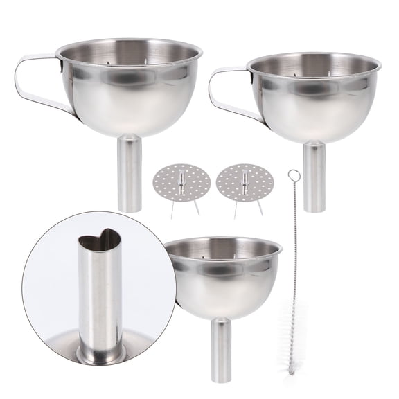 Raindrops 1 Set Kitchen Funnel Set Stainless Steel Hemispherical for Home Users Cooking Baking