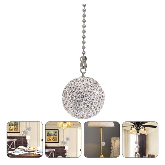 Raindrops 1 Set Light Pull Chain Beaded Ball White 11.8X1.4X1.4in Stainless Steel Rhinestone for Lighting Replacement