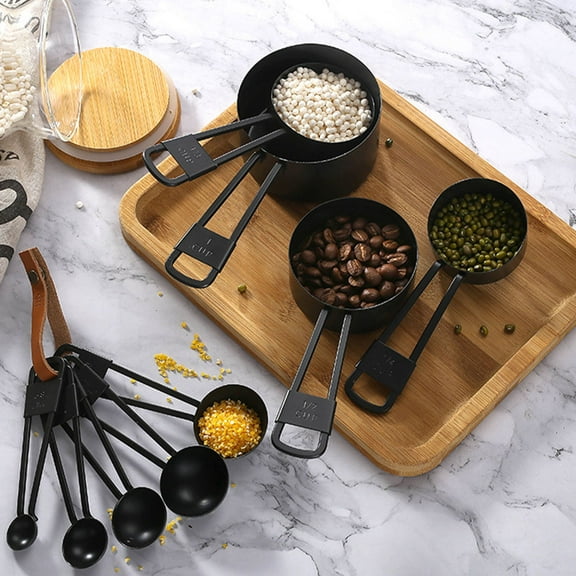 FOMIYES Black Stackable Kitchen Measuring Cups Set with Handles for Accurate Baking and Cooking Measurements, and Easy to Use