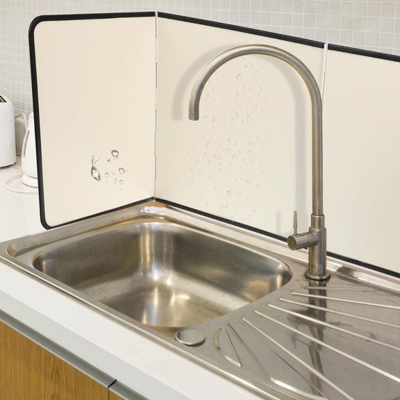 LABRIMP Folding Galvanized Metal Plate Beige Kitchen Protector 1 Set for Cooking Safety