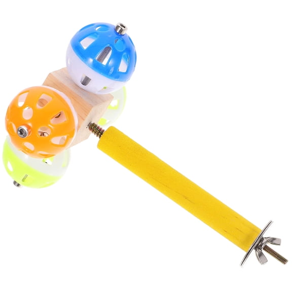 Bird Perch Toy with Bells for Parrots, Parakeets, Cockatiels, Conures - Bird Cage Accessory, Exercise & Training Play Stand