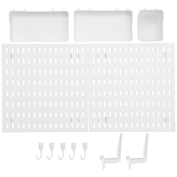 Raindrops White Plastic Pegboard Wall Organizer with Hooks for Kitchen Use 1 Set 12.6x9.8 Inches