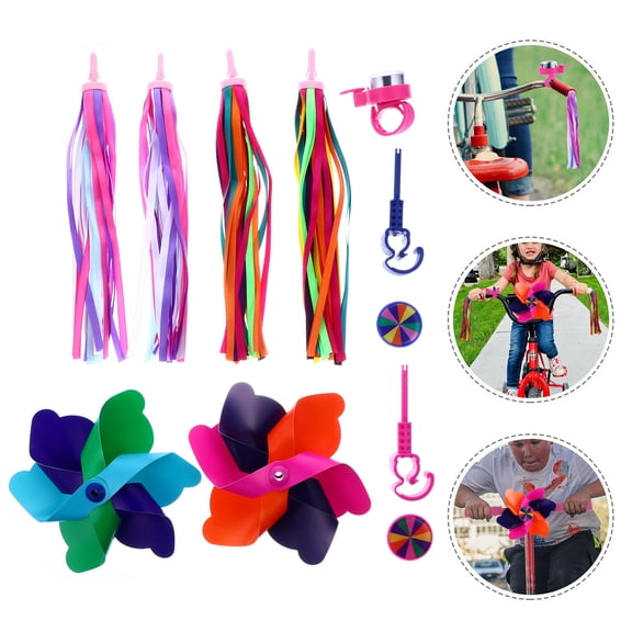 Raindrops 1 Set Portable Biker Bells For Outdoor Bicycle Accessory Rainbow Ribbon Shape Polyester Ribbon