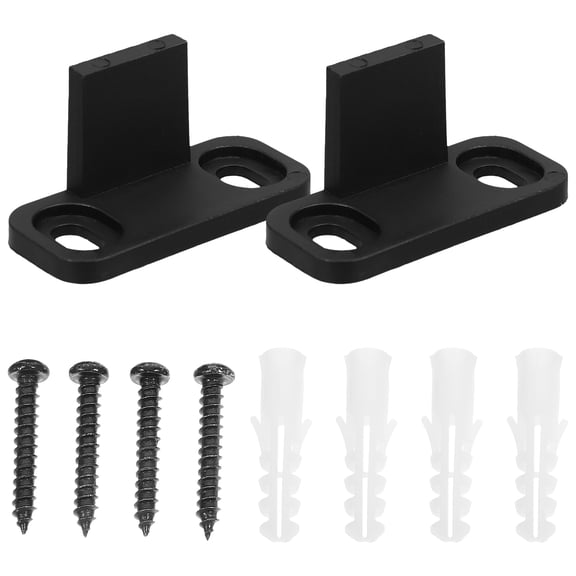 Raindrops Black Plastic Barn Door Guide Bracket Set - Hardware for Smooth Home Sliding Door Installation