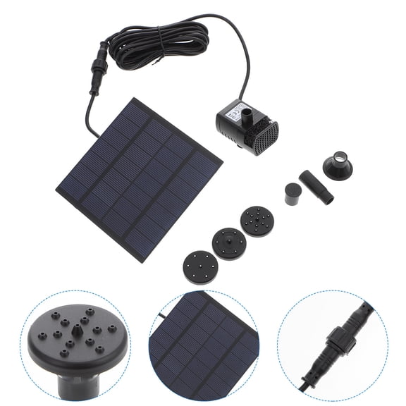 Raindrops 1 Set Solar-Powered Water Pump for Water Features 11.8*4.3in Panel 180L/H -6in Lift