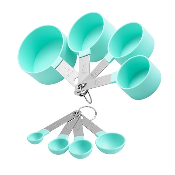 Raindrops Kitchen Measuring Spoons Set with Stainless Steel Handles and Plastic Cups, 17x6x4 cm, Precise Cooking Tools