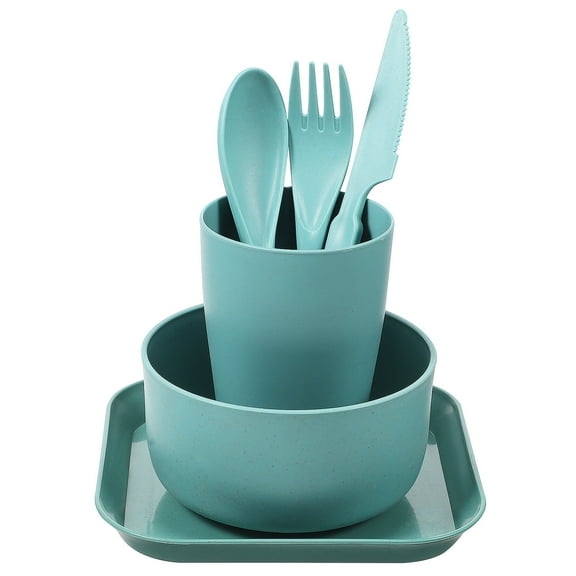 Raindrops 1 Set Tableware Set with Cup Spoon Fork Knife Unbreakable Dinnerware for Travel