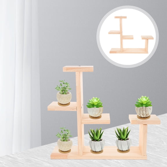 FOMIYES Succulent Holder Wood Plant Stand Light Yellow 1 Set