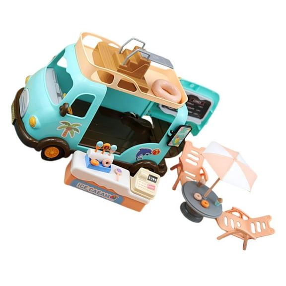 Raindrops Dolly Ice Cream Van Dollhouse Ice Cream Van Play Set Plastic Realistic Design 1 Set