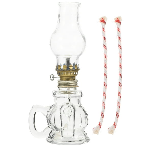 Raindrops 1 Set Vintage Oil Lamp Glass Kerosene Oil Lamp for Home Emergency Lighting No Oil
