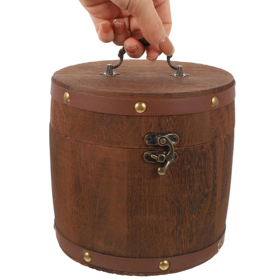 Raindrops 1 Set Vintage Tea Wooden Bucket Portable Storage Holder Tea Box (Light Brown)