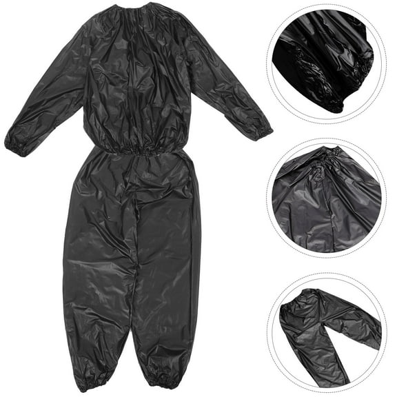 Raindrops 1 Set Women Sweat Suit Polyethylene Fiber Fitted Black for Gym and Home Use