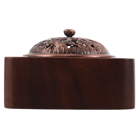 Raindrops 1Set Home Incense Burner Holder Light Brown Wooden Stick Burner with Carved Lid