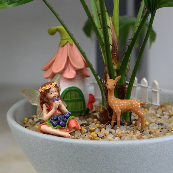 Raindrops 1 Set and Elk Statue Resin Adornment Desktop Figurine and Fence Statue Decor