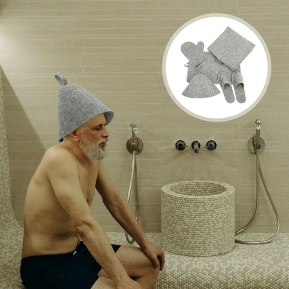 Raindrops Felt Sauna Hat Grey 1 Set Water Absorption