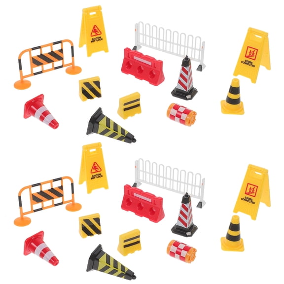 Raindrops 1 Set of Mini Traffic Road Block Models Street Sign and Barricade Toys