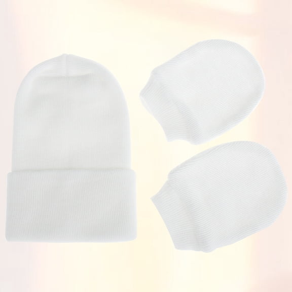 Raindrops 1 Set of Newborn Cotton Beanie Comfortable White Warmth Protection for Infants Outdoor Wear