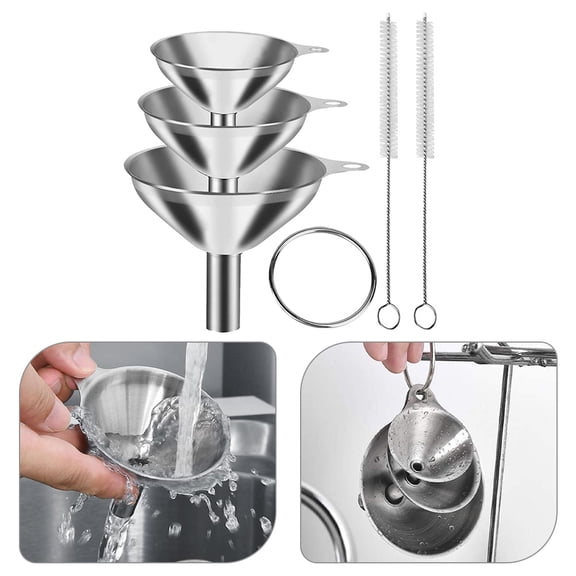 Raindrops 1 Set of Stainless Steel Funnel Set with Nylon for Kitchen Tools and Cooking