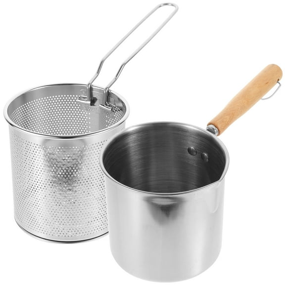 Raindrops 1 Set of Stainless steel Deep Fryer with Fry Basket Deep Frying Pot Kitchen Food Pot