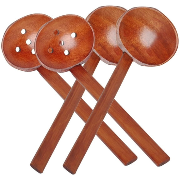 Raindrops 1 Set of Wooden Soup Spoon Slotted Spoon Multi-function Soup Ladles Strainer Scoop