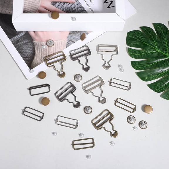 Raindrops 10 Buttons Metal Overall Buckles for Retro Overall Buckles in White Copper Black