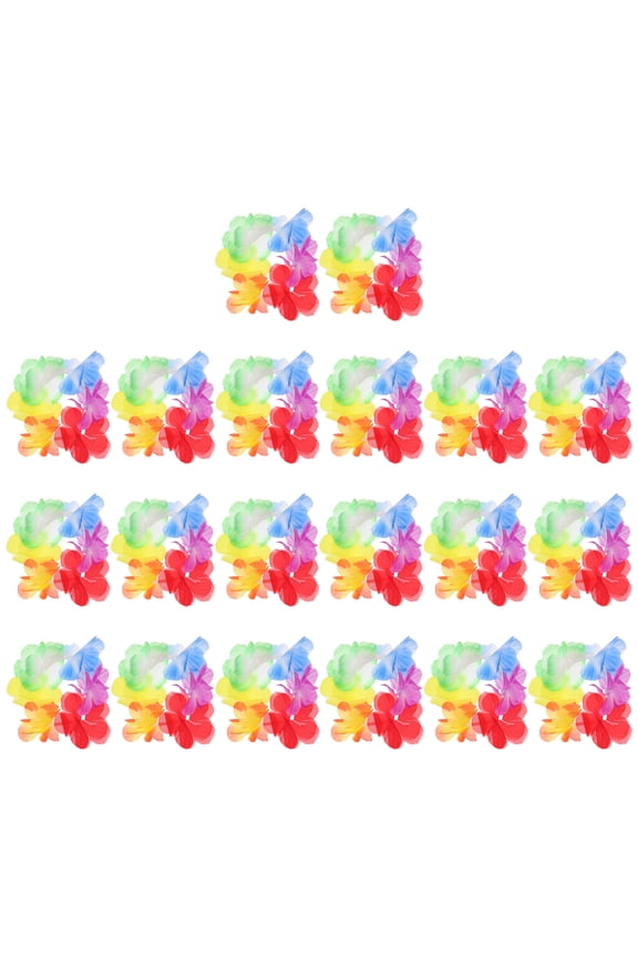 10 Pairs Flower Bracelet Leis Elastic Wristband Plastic Hand Decoration Adults Travel