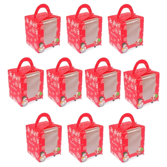 Raindrops Paper Cake Boxes Red Color Christmas Party Cake Packaging 10Set 4.3X3.6X3.6In