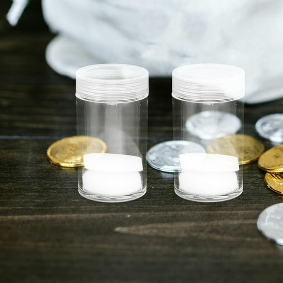 Raindrops 10Pcs Cylindrical Coin Storage Box Plastic Coin Capsules Transparent Airtight Protection for General Users