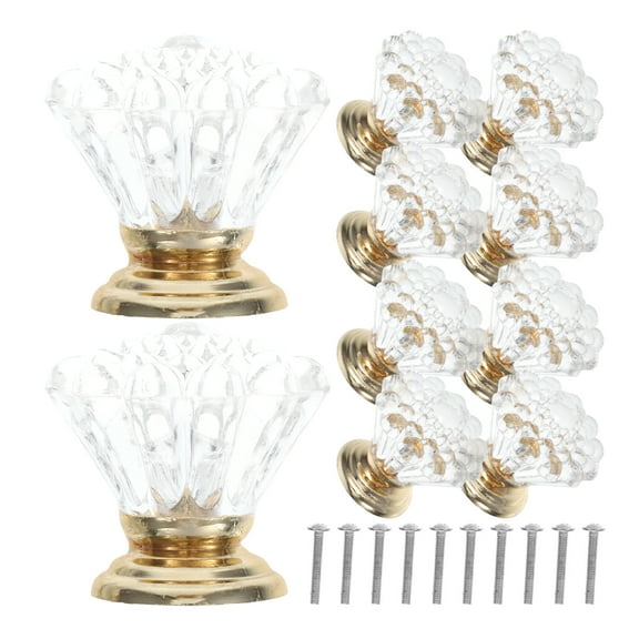 Raindrops Golden Acrylic Drawer Pulls Crystal Cabinet Knobs Single Hole for Home Use Versatile Furniture Hardware