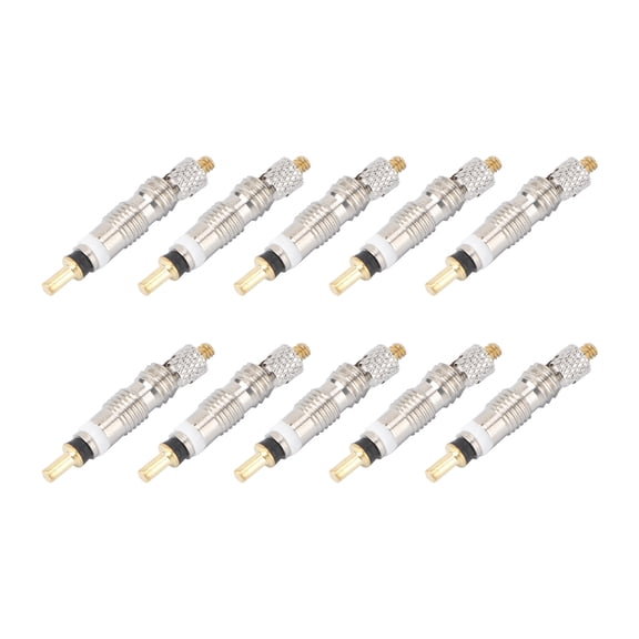 LABRIMP 10Pcs Tire Stem Core Replacement Plated Silver Motorcycle Valve for Heavy Duty Bike Tires