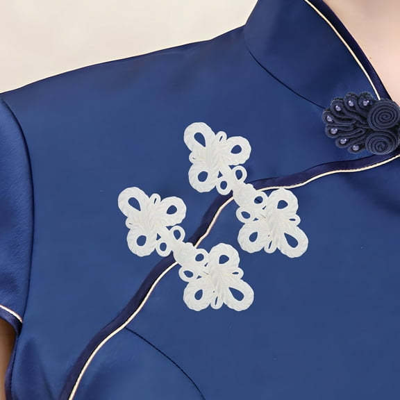 Raindrops Set of 10 Handcrafted White Fancy Chinese Frog Closures for Clothing, Cheongsam, and Dresses