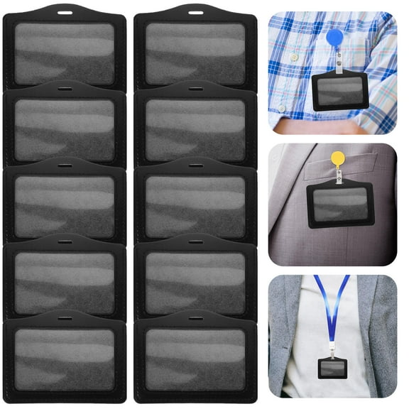 Raindrops  10 Pcs ID Card Holder Holders for Playing Cards Lanyards Badges Wallet Clear Sleeves Black