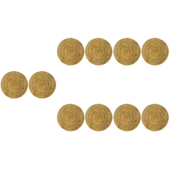 Raindrops 10 Pcs Loofah Coasters Tea Pot Pads Nonskid Coasters Round Cup Pads Decorative Loofah Cushions