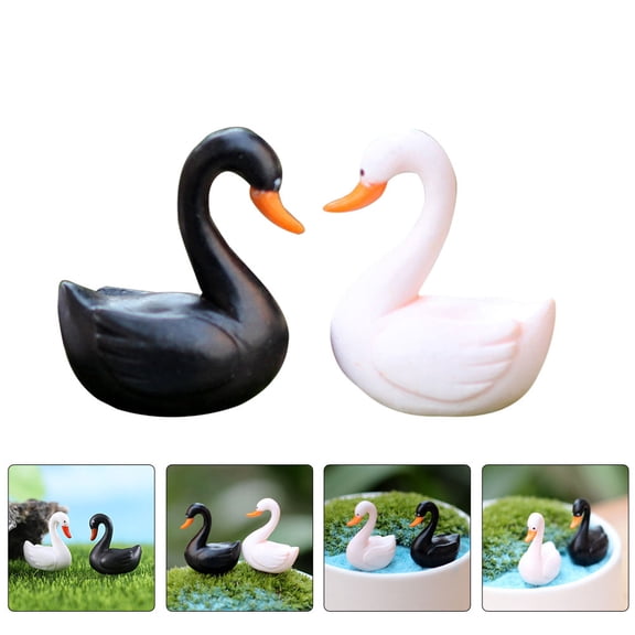 FOMIYES Set of 10 Plastic Swan Figurines with Detailed Craftsmanship for Garden, Bonsai, and Outdoor Decoration