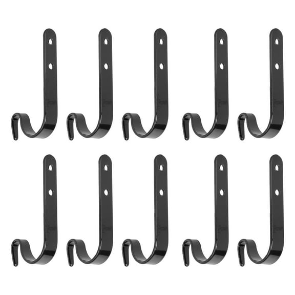 Raindrops Hooks for Hanging Clothes 10Pcs J Shape Iron Black Simple Design