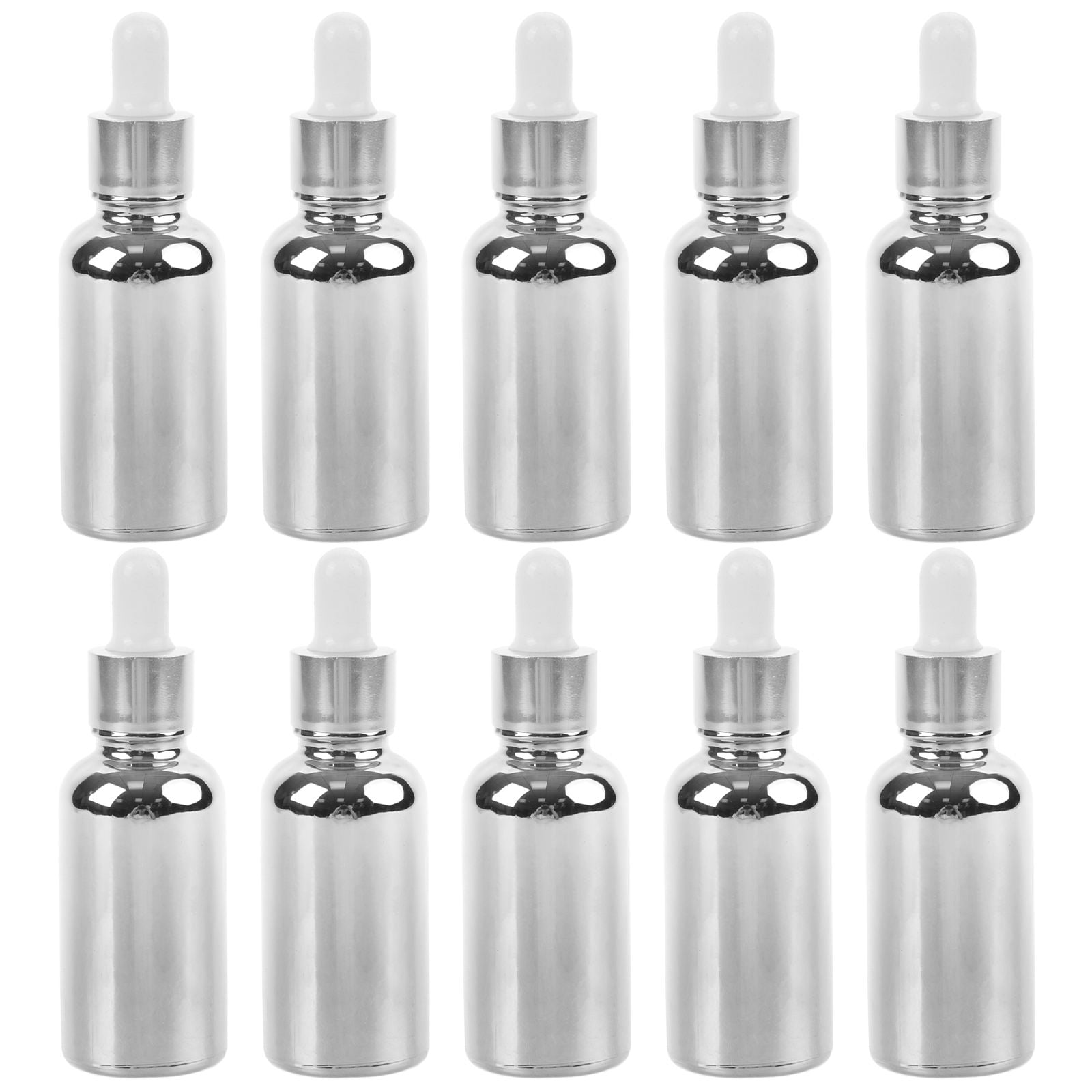 Raindrops  10 Pcs Portable Small Dropper Bottles Squeezable Miss Travel Silver