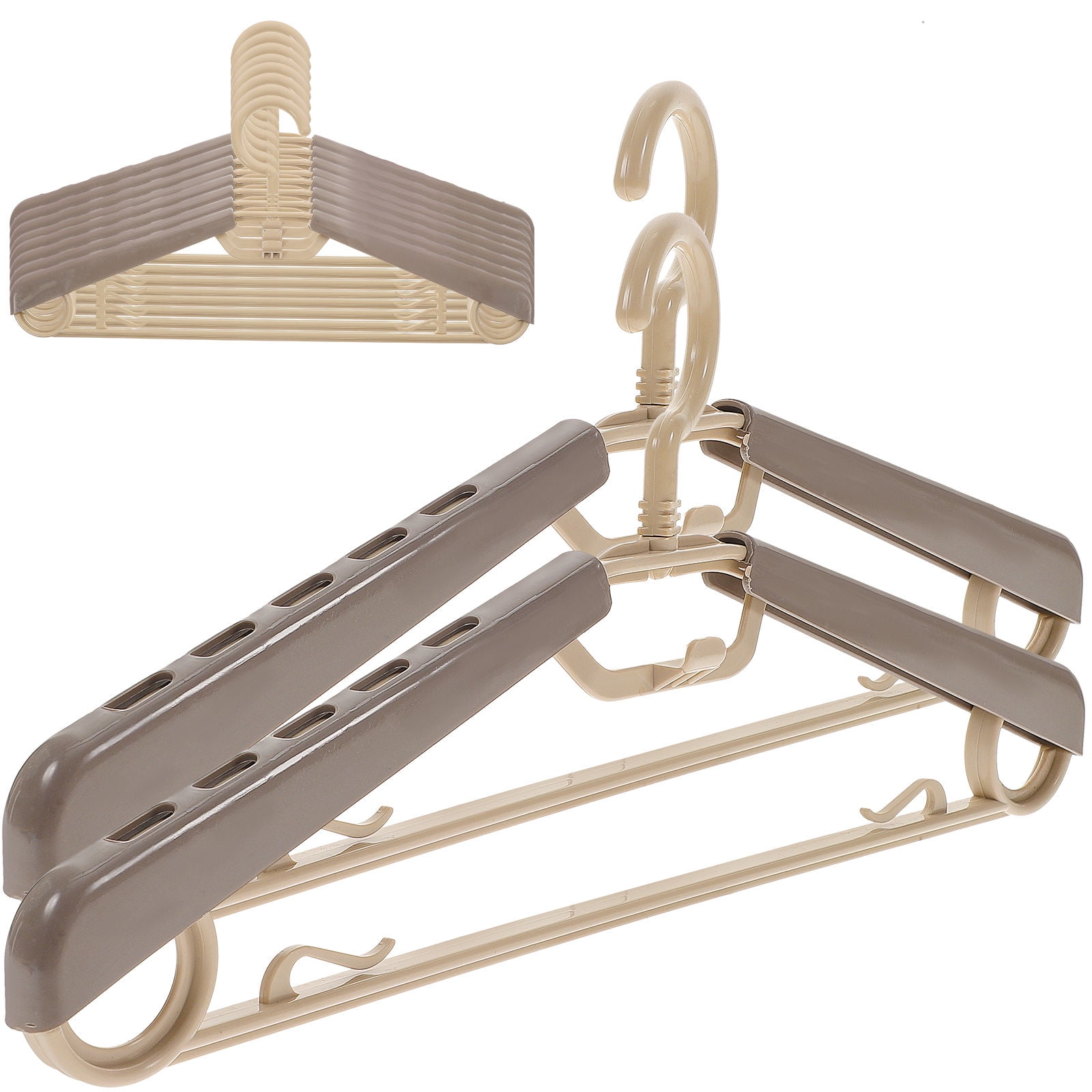 CRILSTYLEO 10Pcs Expandable Plastic Clothes Hangers Heavy Duty for Closet Space Saving and Neat Storage