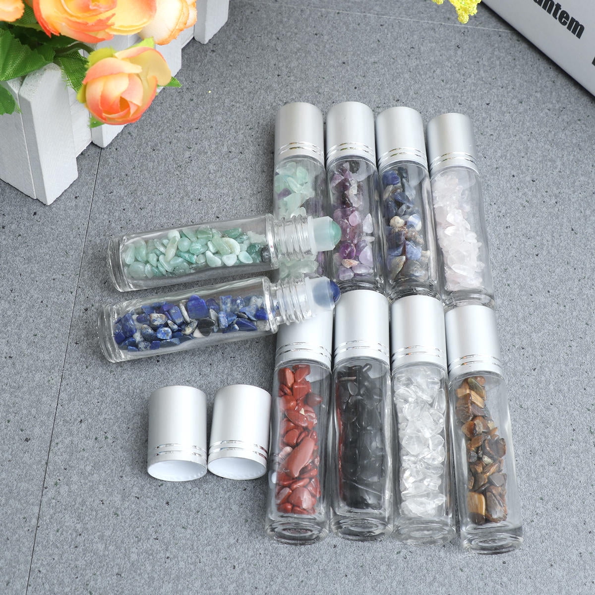FOMIYES Refillable Roller Roll Bottles Glass Assorted Color 10Pcs