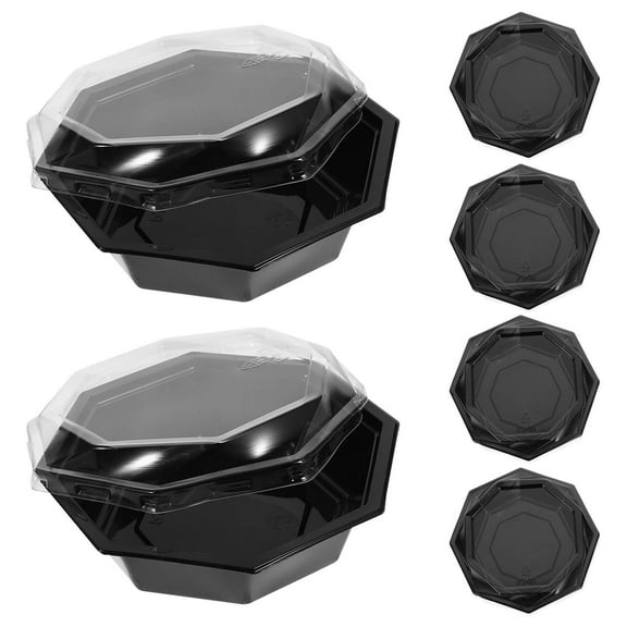 SHINYPASING Takeaway Plate Black Plastic General Users Convenient Carry 10 Set 13.20X13.20X6.50CM