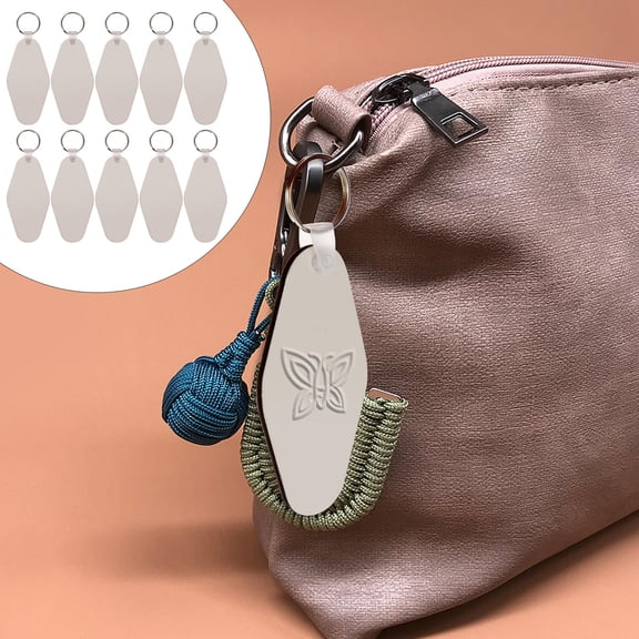 Raindrops Keychain Blank White Rectangular For Family Festival 10 Sets 1.7x3.5in